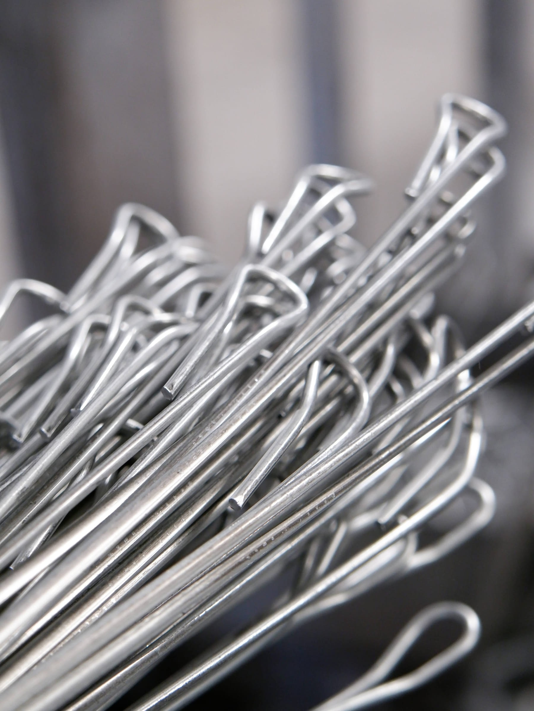 Close-up of a bundle of single loop wire showing the eye shaped ends